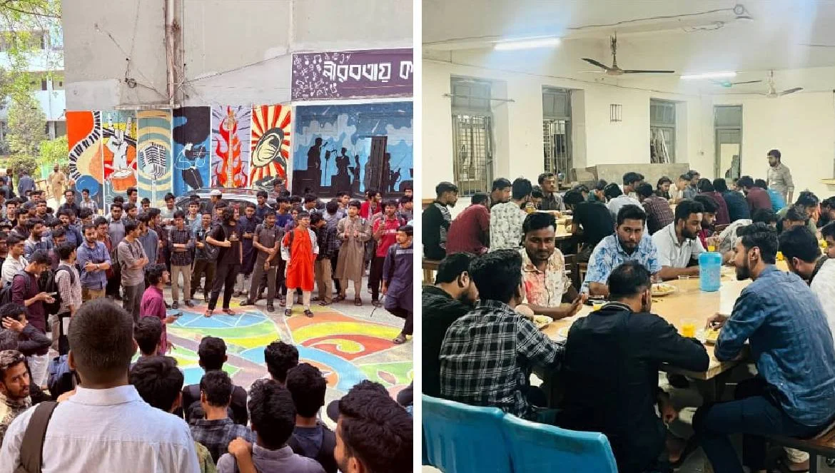 বুটেক্সে ছাত্ররাজনীতি বিরোধী বিক্ষোভ : সাধারণ শিক্ষার্থীর বেশে হলে ছাত্রদলের ইফতার
